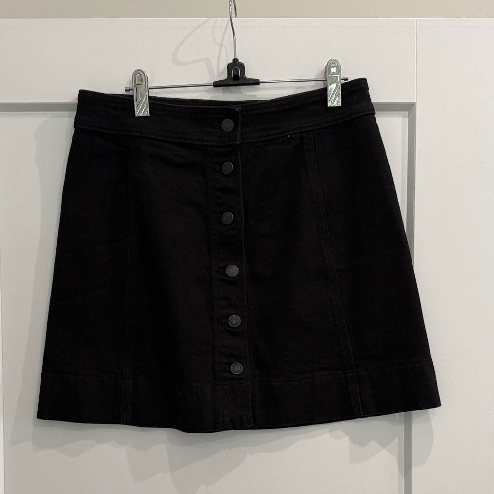 J. Crew Black Button-Front Mini Skirt - Picture 1 of 2